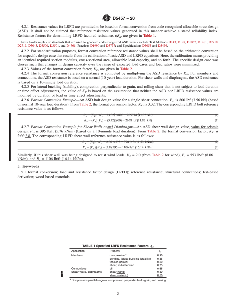 REDLINE ASTM D5457-20 - Standard Specification for Computing Reference Resistance of Wood-Based Materials and  Structural Connections for Load and Resistance Factor Design