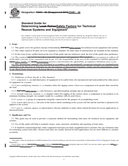ASTM F2491-20 REDLINE ASTM F2491-20 - Standard Guide for Determining Safety Factors for Technical Rescue Systems and Equipment - Page 1 preview