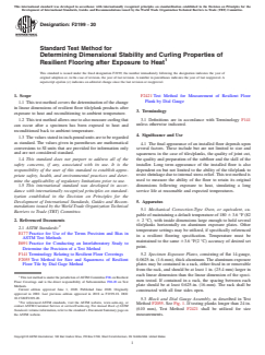 ASTM F2199-20 - Standard Test Method for  Determining Dimensional Stability and Curling Properties of  Resilient Flooring after Exposure to Heat