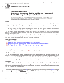 REDLINE ASTM F2199-20 - Standard Test Method for  Determining Dimensional Stability and Curling Properties of  Resilient Flooring after Exposure to Heat