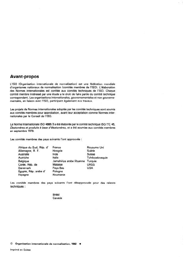 ISO 4666-3:1982 ISO 4666-3:1982 - Caoutchouc vulcanisé -- Détermination de l'élévation de température et de la résistance a la fatigue dans les essais aux flexometres - Page 2 preview