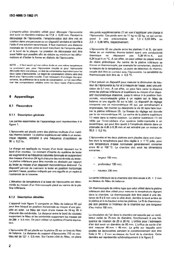 ISO 4666-3:1982 ISO 4666-3:1982 - Caoutchouc vulcanisé -- Détermination de l'élévation de température et de la résistance a la fatigue dans les essais aux flexometres - Page 4 preview