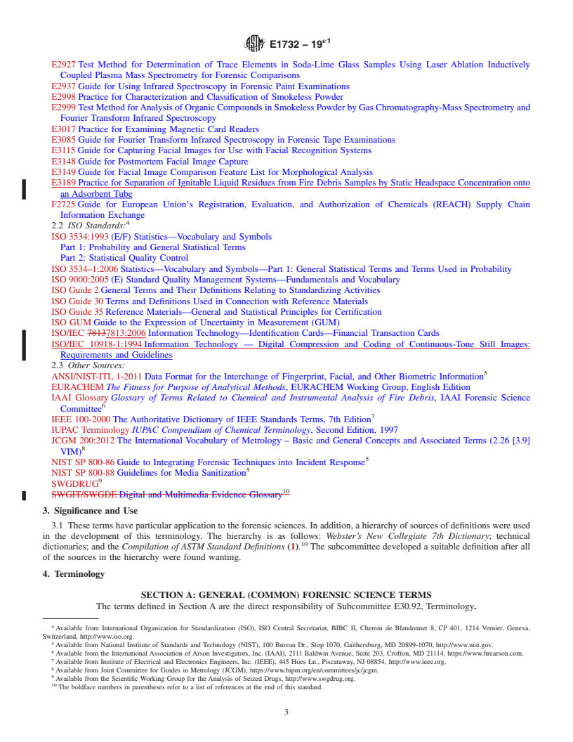 REDLINE ASTM E1732-19e1 - Standard Terminology  Relating to Forensic Science