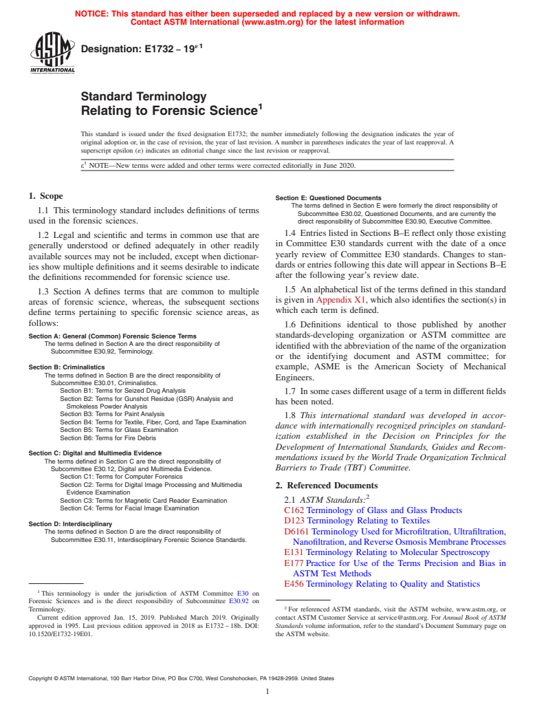 ASTM E1732-19e1 - Standard Terminology  Relating to Forensic Science