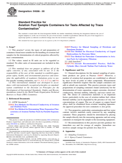 ASTM D4306-20 ASTM D4306-20 - Standard Practice for Aviation Fuel Sample Containers for Tests Affected by Trace Contamination - Page 1 preview
