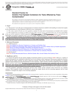 ASTM D4306-20 REDLINE ASTM D4306-20 - Standard Practice for Aviation Fuel Sample Containers for Tests Affected by Trace Contamination - Page 1 preview
