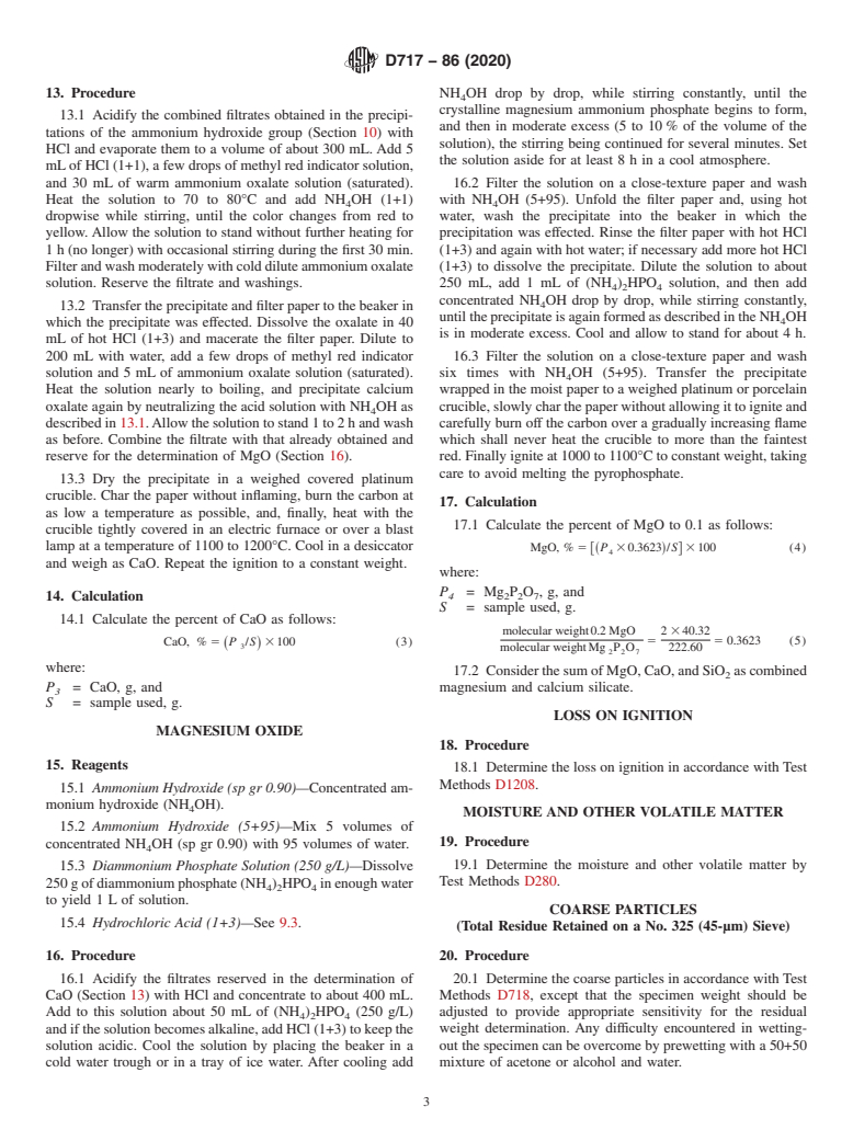 ASTM D717-86(2020) - Standard Test Methods for Analysis of Magnesium Silicate Pigment