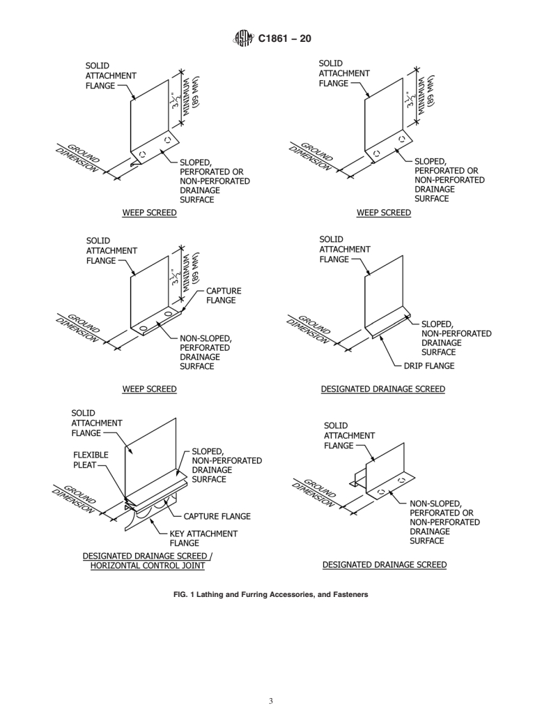 ASTM C1861-20 - Standard Specification for Lathing and Furring Accessories, and Fasteners, for Interior  and Exterior Portland Cement-Based Plaster