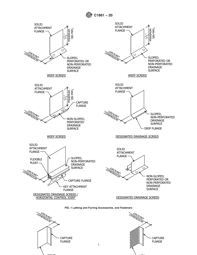 REDLINE ASTM C1861-20 - Standard Specification for Lathing and Furring Accessories, and Fasteners, for Interior  and Exterior Portland Cement-Based Plaster