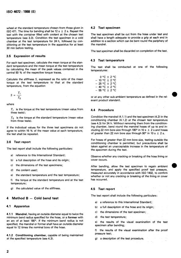 ISO 4672:1988 ISO 4672:1988 - Rubber and plastics hoses -- Sub-ambient temperature flexibility tests - Page 4 preview