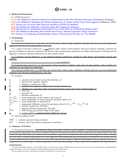 ASTM E2584-20 REDLINE ASTM E2584-20 - Standard Practice for Thermal Conductivity of Materials Using a Thermal Capacitance (Slug) Calorimeter - Page 2 preview