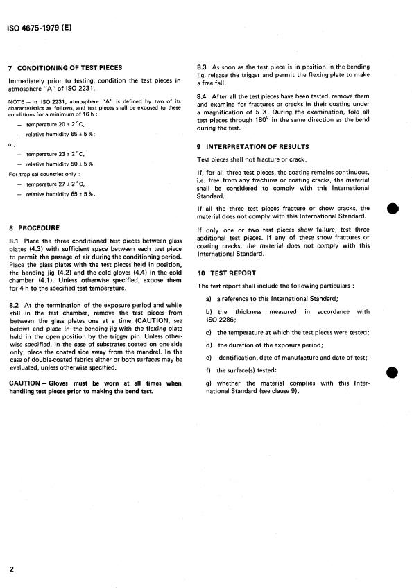 ISO 4675:1979 ISO 4675:1979 - Fabrics coated with rubber or plastics -- Low temperature bend test - Page 4 preview