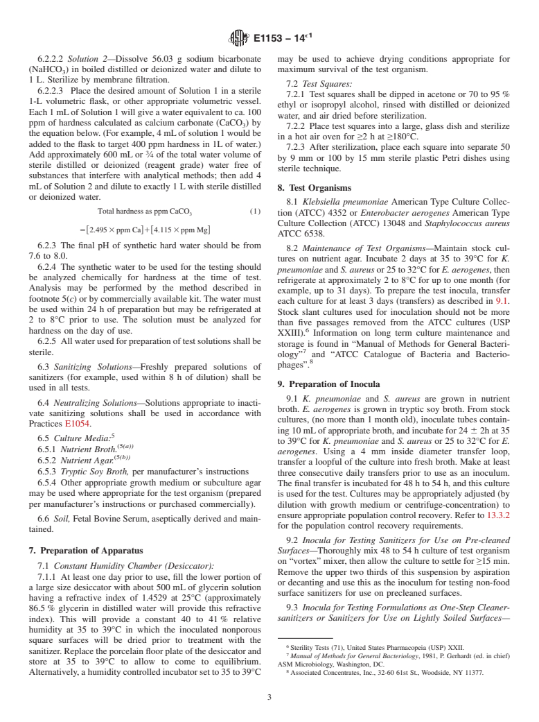 ASTM E1153-14e1 - Standard Test Method for  Efficacy of Sanitizers Recommended for Inanimate, Hard, Nonporous  Non-Food Contact Surfaces