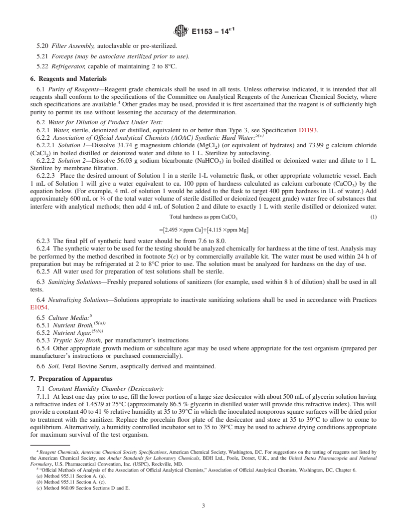 REDLINE ASTM E1153-14e1 - Standard Test Method for  Efficacy of Sanitizers Recommended for Inanimate, Hard, Nonporous  Non-Food Contact Surfaces