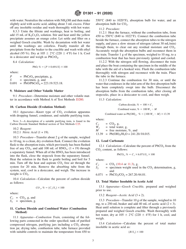 ASTM D1301-91(2020) - Standard Test Methods for Chemical Analysis of White Lead Pigments