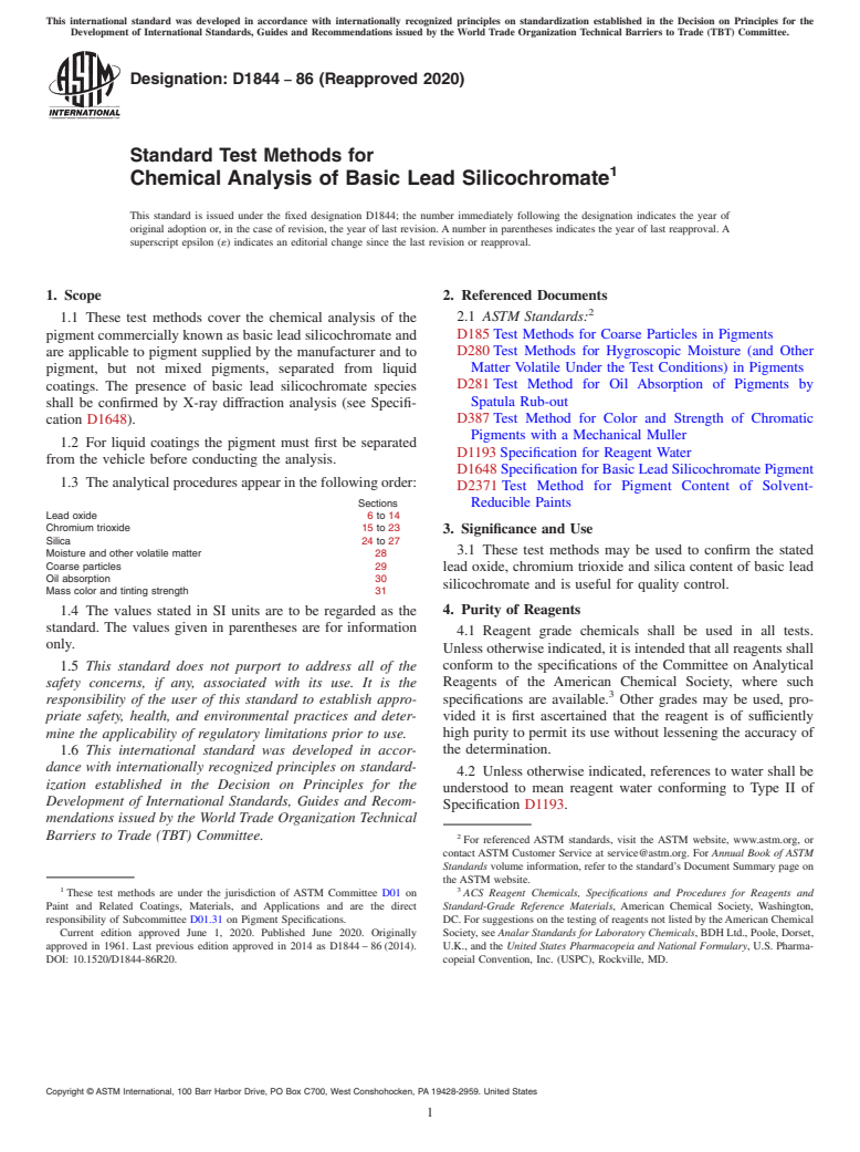 ASTM D1844-86(2020) - Standard Test Methods for Chemical Analysis of Basic Lead Silicochromate