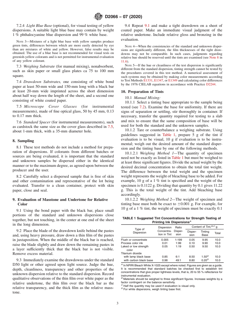 ASTM D2066-07(2020) - Standard Test Methods for  Relative Tinting Strength of Paste-Type Printing Ink Dispersions