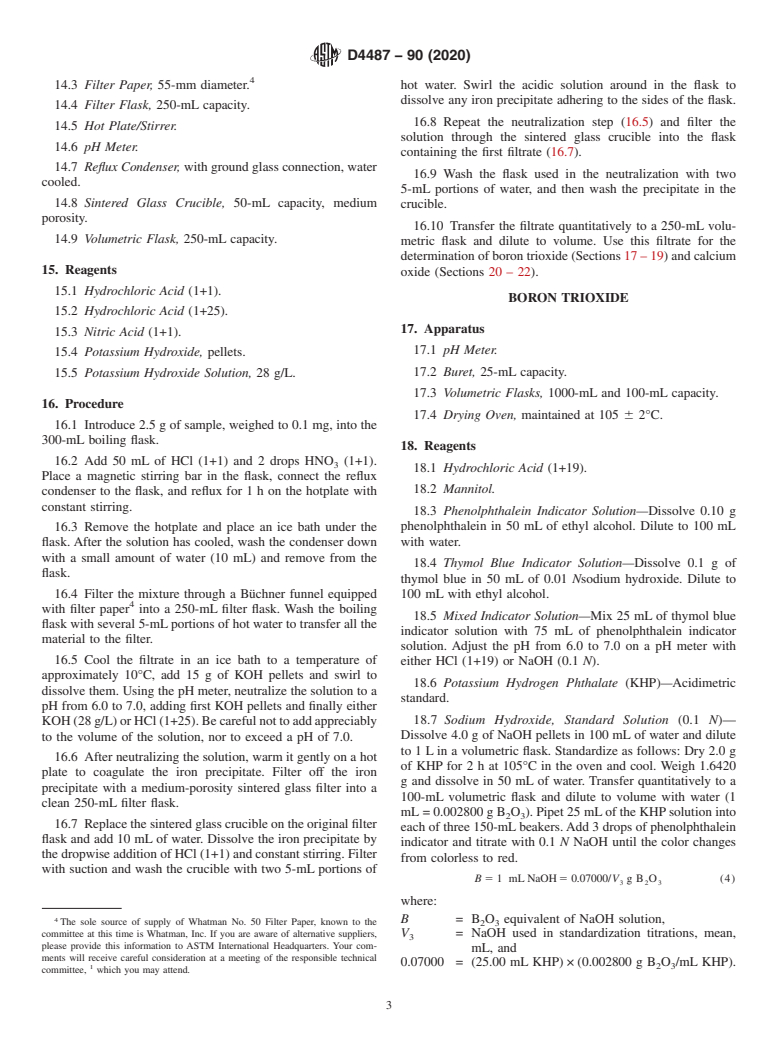 ASTM D4487-90(2020) - Standard Test Methods for Analysis of Calcium Borosilicate