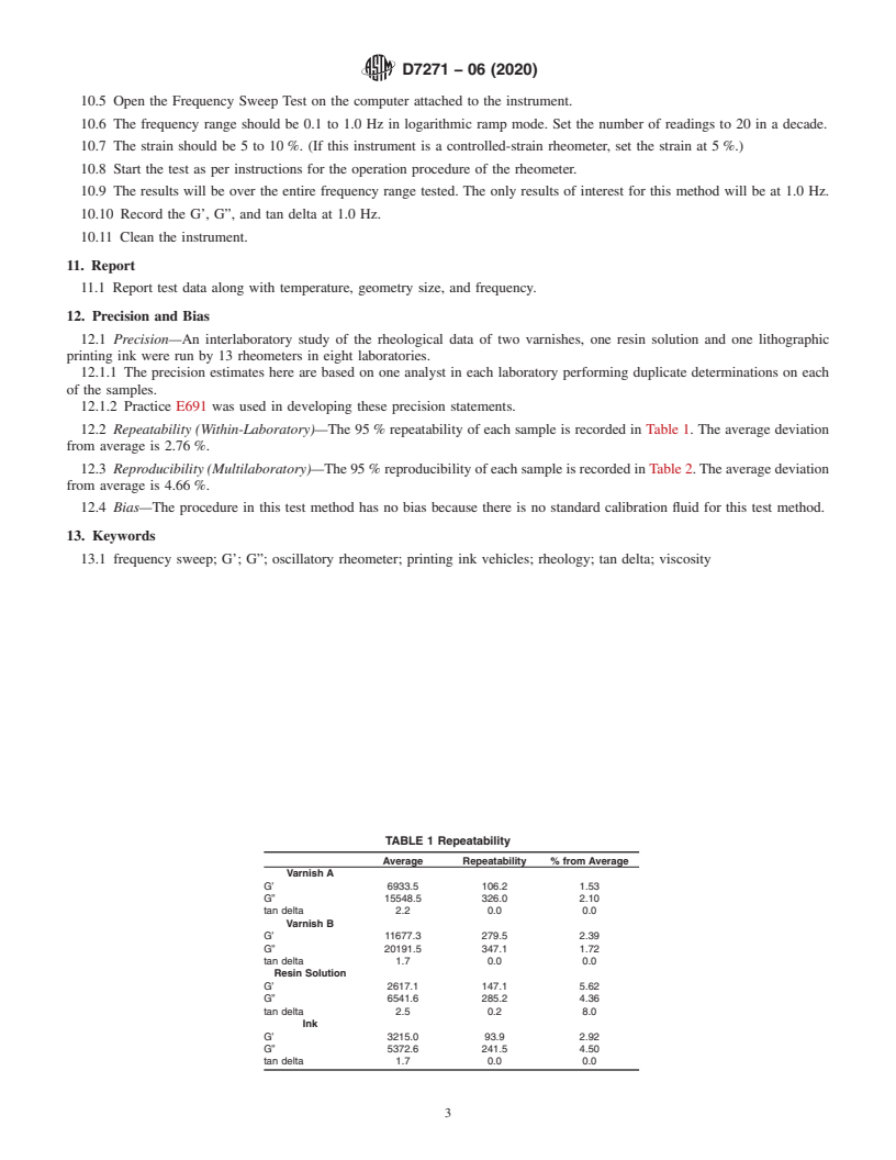 REDLINE ASTM D7271-06(2020) - Standard Test Method for  Viscoelastic Properties of Paste Ink Vehicle Using an Oscillatory   Rheometer