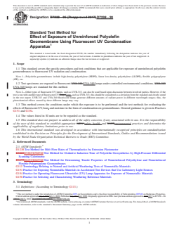 ASTM D7238-20 REDLINE ASTM D7238-20 - Standard Test Method for Effect of Exposure of Unreinforced Polyolefin Geomembrane Using Fluorescent UV Condensation Apparatus - Page 1 preview