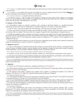 ASTM D7238-20 REDLINE ASTM D7238-20 - Standard Test Method for Effect of Exposure of Unreinforced Polyolefin Geomembrane Using Fluorescent UV Condensation Apparatus - Page 2 preview