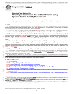 ASTM E398-20 REDLINE ASTM E398-20 - Standard Test Method for Water Vapor Transmission Rate of Sheet Materials Using Dynamic Relative Humidity Measurement - Page 1 preview