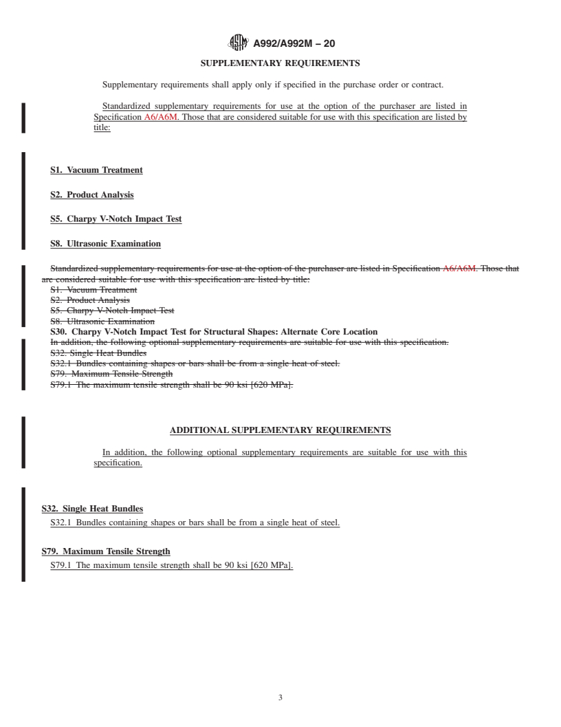 REDLINE ASTM A992/A992M-20 - Standard Specification for  Structural Steel Shapes