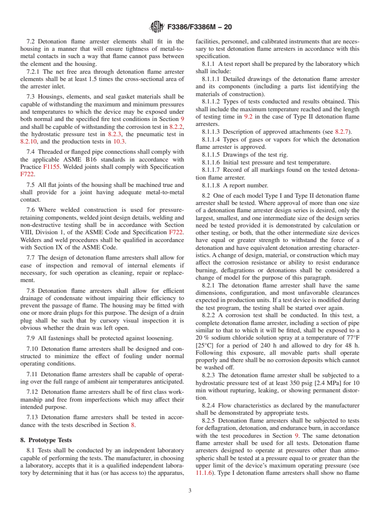 ASTM F3386/F3386M-20 - Standard Specification for Detonation Flame Arresters