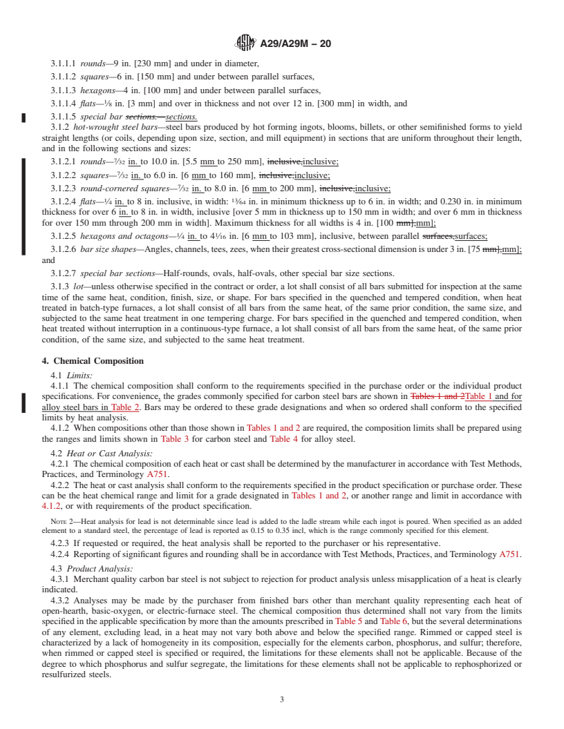 REDLINE ASTM A29/A29M-20 - Standard Specification for General Requirements for Steel Bars, Carbon and Alloy, Hot-Wrought