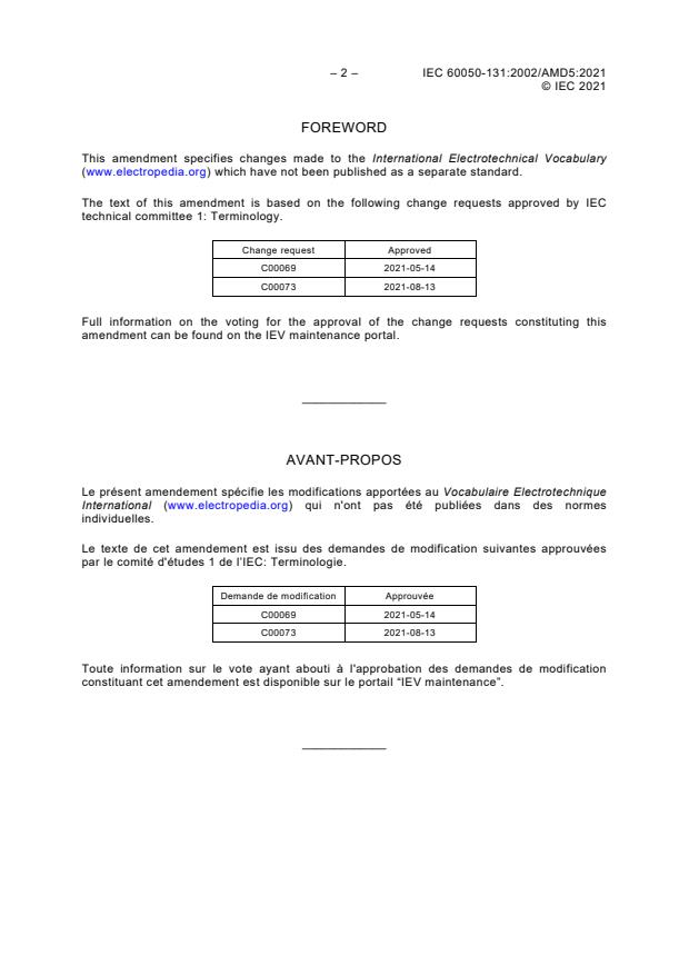 IEC 60050-131:2002/AMD5:2021 IEC 60050-131:2002/AMD5:2021 - Amendment 5 - International Electrotechnical Vocabulary (IEV) - Part 131: Circuit theory - Page 4 preview