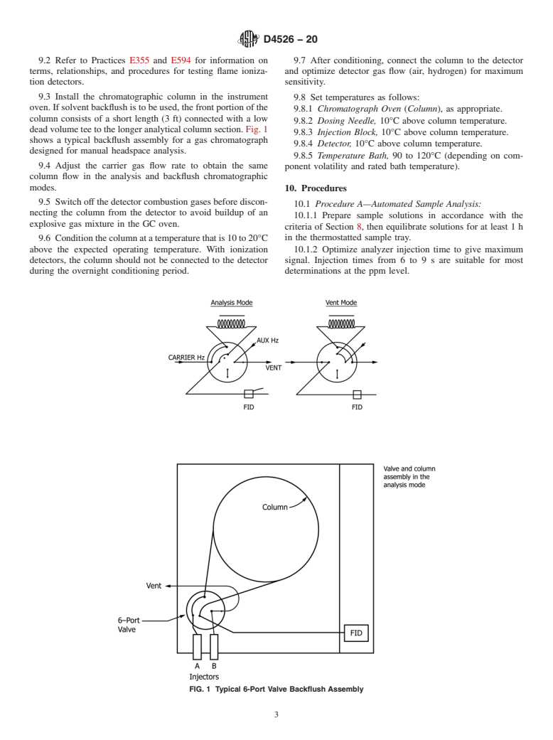 ASTM D4526-20 - Standard Practice for  Determination of Volatiles in Polymers by Static Headspace  Gas Chromatography