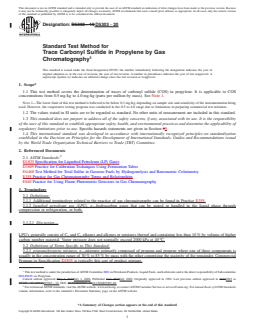 ASTM D5303-20 REDLINE ASTM D5303-20 - Standard Test Method for Trace Carbonyl Sulfide in Propylene by Gas Chromatography - Page 1 preview