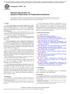 ASTM D4441-20 ASTM D4441-20 - Standard Specification for Aqueous Dispersions of Polytetrafluoroethylene - Page 1 preview