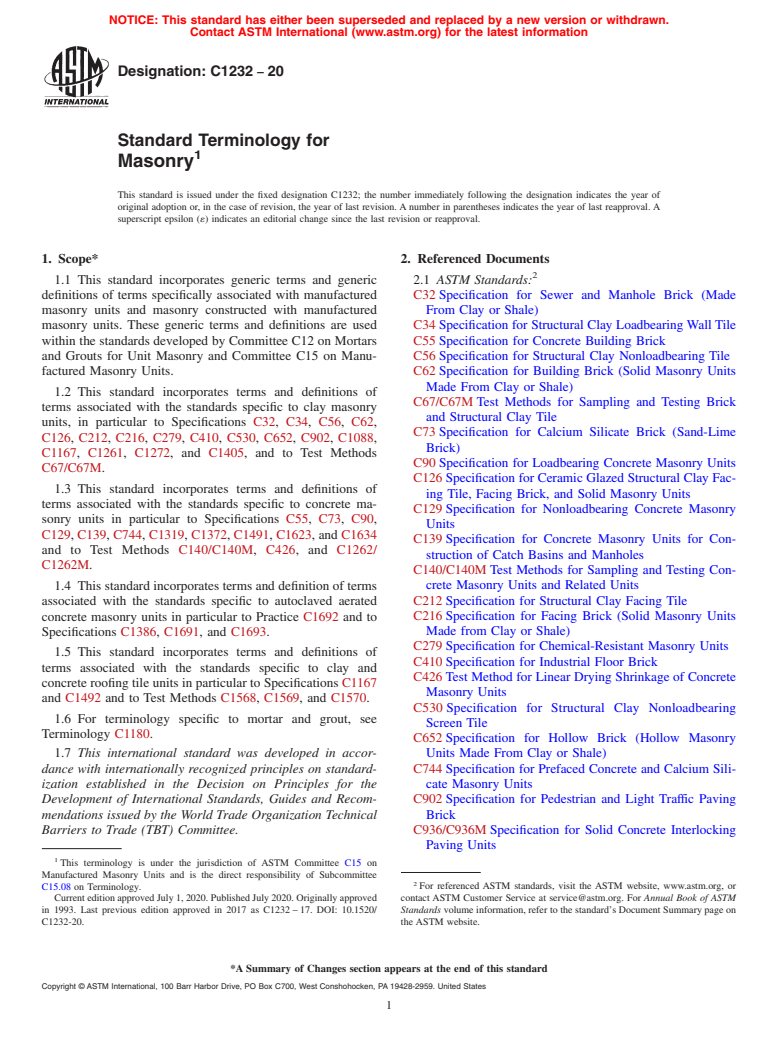 ASTM C1232-20 - Standard Terminology for Masonry