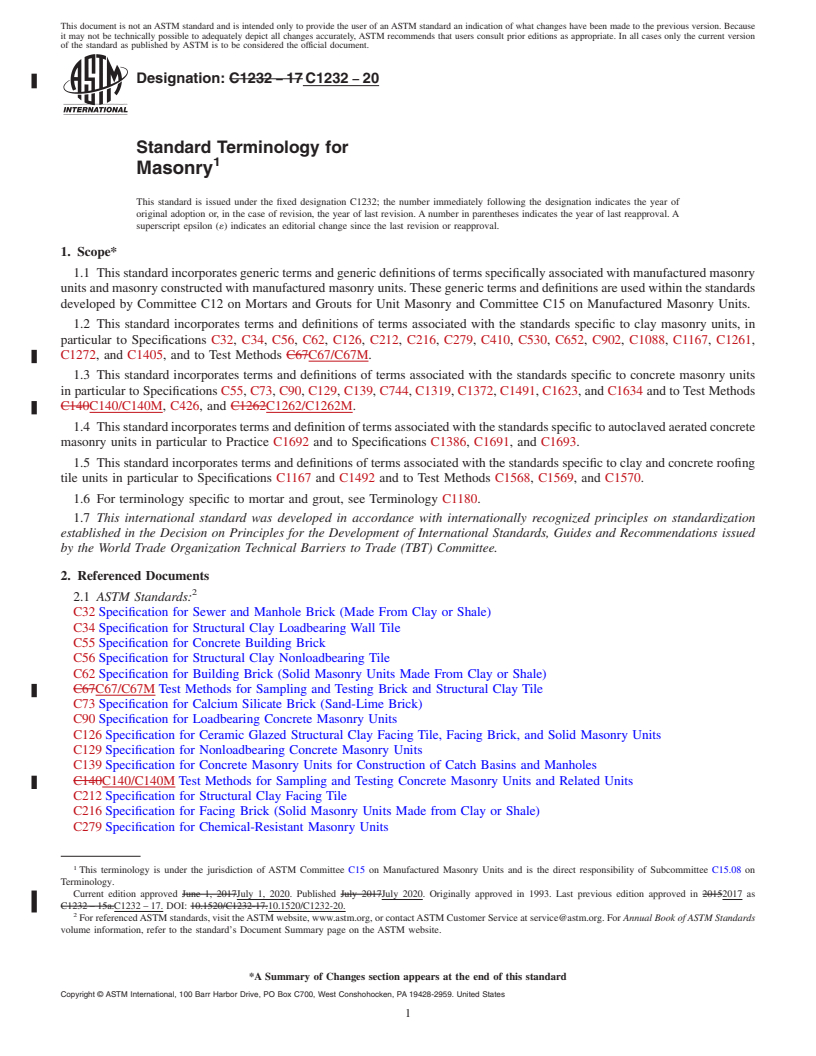 REDLINE ASTM C1232-20 - Standard Terminology for Masonry