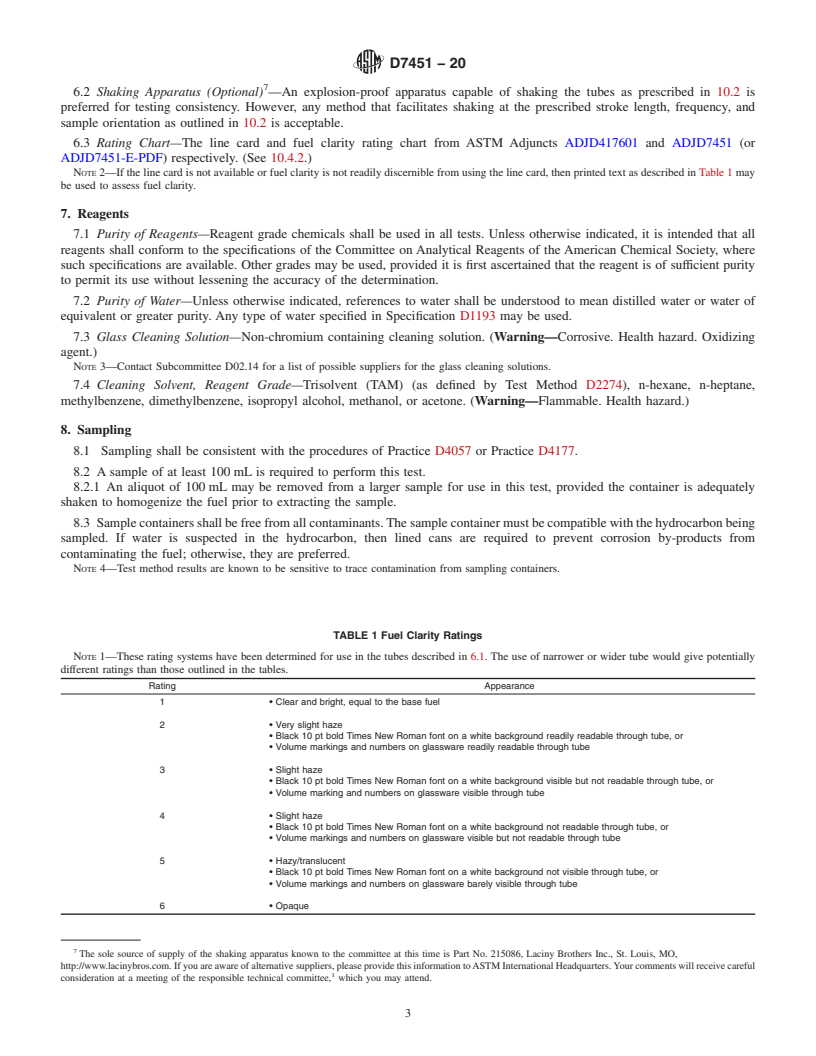 REDLINE ASTM D7451-20 - Standard Test Method for  Water Separation Properties of Light and Middle Distillate,  and Compression and Spark-Ignition Engine Fuels