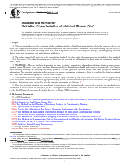 ASTM D943-20 REDLINE ASTM D943-20 - Standard Test Method for Oxidation Characteristics of Inhibited Mineral Oils - Page 1 preview