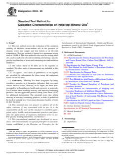 ASTM D943-20 ASTM D943-20 - Standard Test Method for Oxidation Characteristics of Inhibited Mineral Oils - Page 1 preview