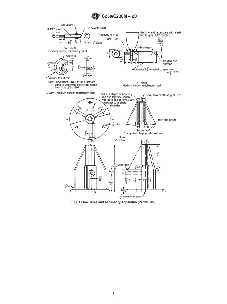 ASTM C230/C230M-20 - Standard Specification for  Flow Table for Use in Tests of Hydraulic Cement