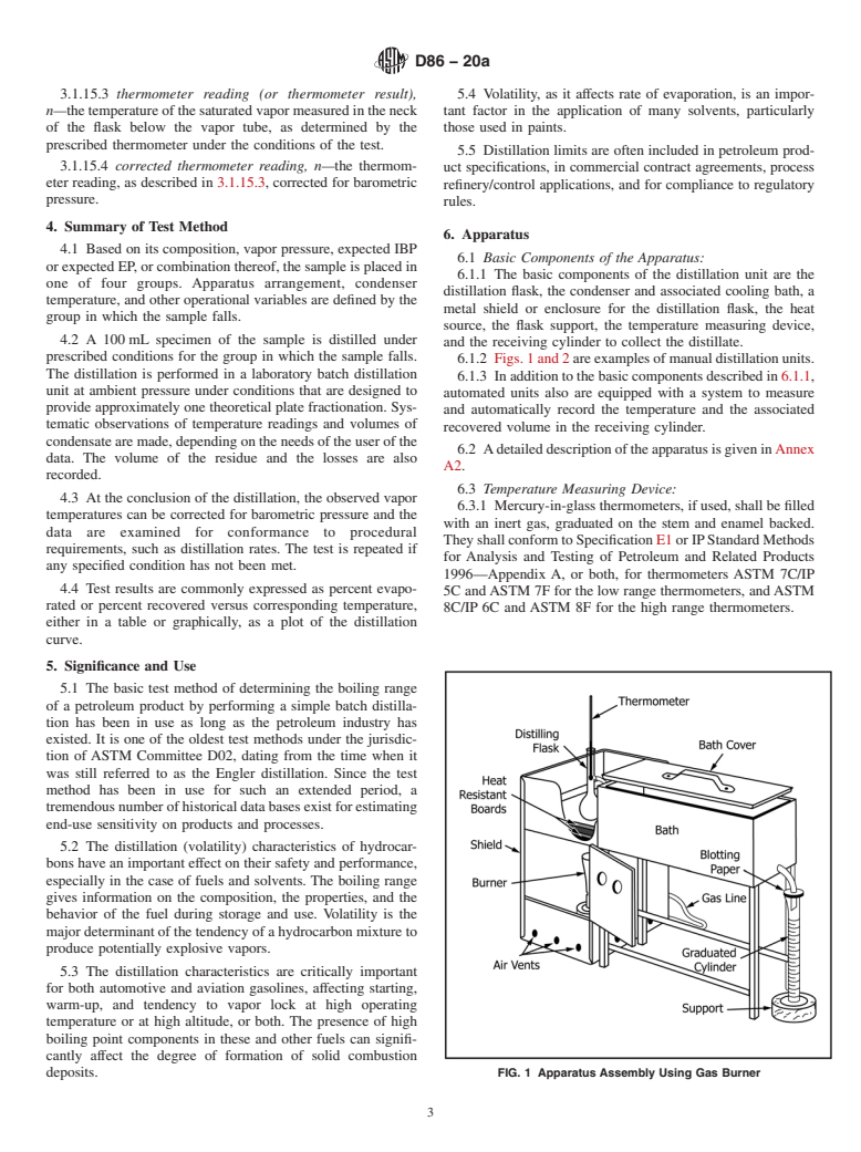 ASTM D86-20a - Standard Test Method for Distillation of Petroleum Products and Liquid Fuels at Atmospheric  Pressure