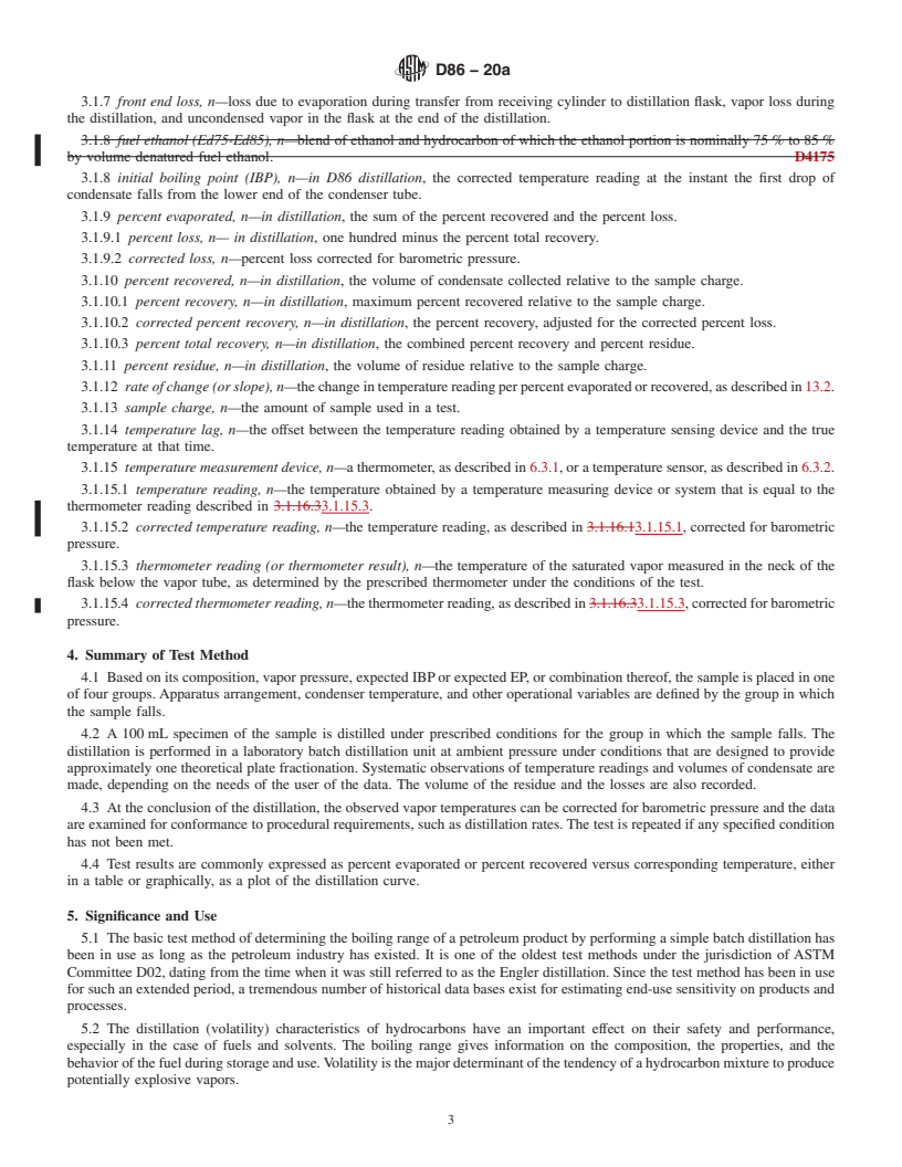 REDLINE ASTM D86-20a - Standard Test Method for Distillation of Petroleum Products and Liquid Fuels at Atmospheric  Pressure