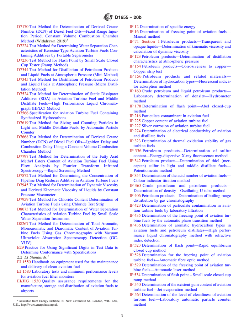 ASTM D1655-20b - Standard Specification for Aviation Turbine Fuels