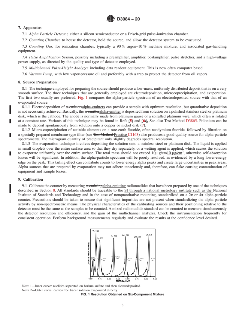 REDLINE ASTM D3084-20 - Standard Practice for  Alpha-Particle Spectrometry of Water