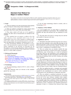 ASTM D5866-12(2020) - Standard Test Method for  Neps in Cotton Fibers