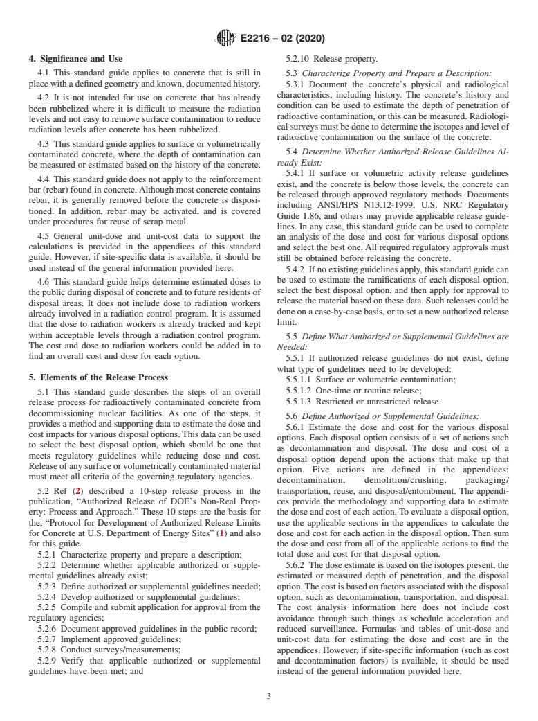 ASTM E2216-02(2020) - Standard Guide for  Evaluating Disposal Options for Concrete from Nuclear Facility  Decommissioning