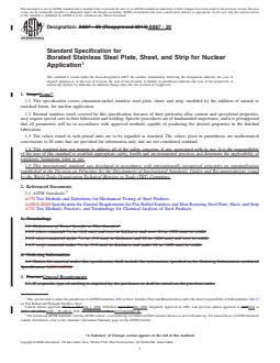 ASTM A887-20 REDLINE ASTM A887-20 - Standard Specification for Borated Stainless Steel Plate, Sheet, and Strip for Nuclear Application - Page 1 preview
