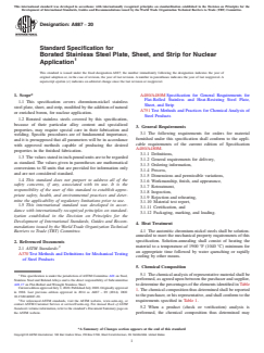 ASTM A887-20 ASTM A887-20 - Standard Specification for Borated Stainless Steel Plate, Sheet, and Strip for Nuclear Application - Page 1 preview