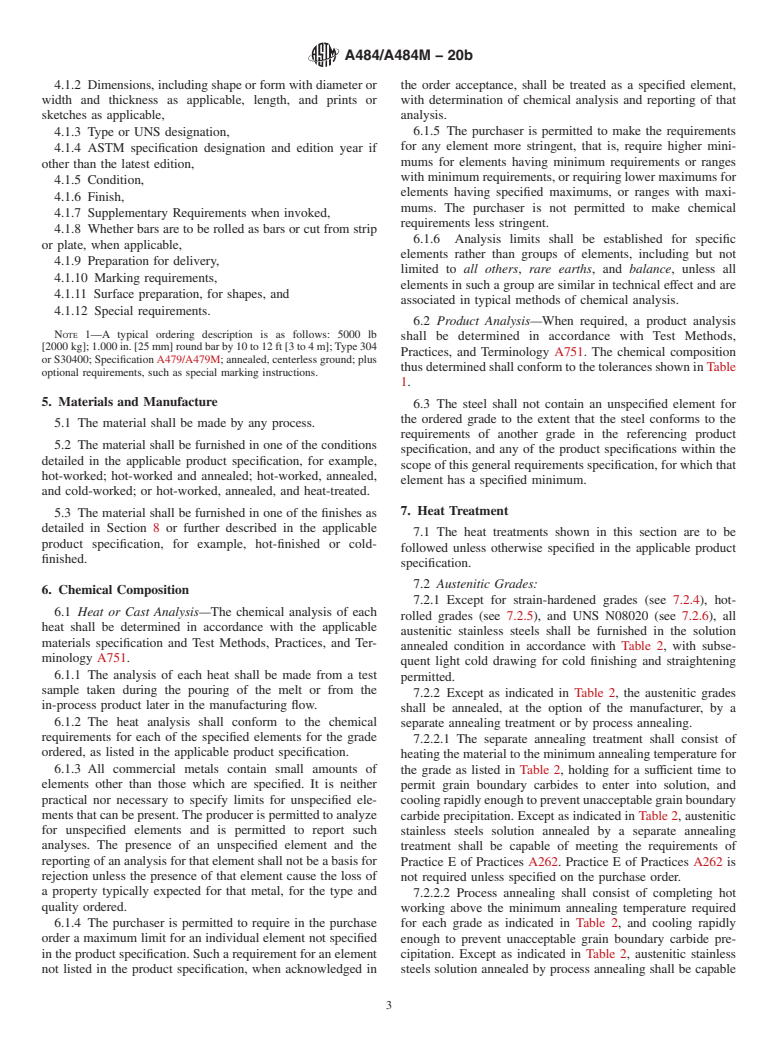 ASTM A484/A484M-20b - Standard Specification for  General Requirements for Stainless Steel Bars, Billets, and  Forgings