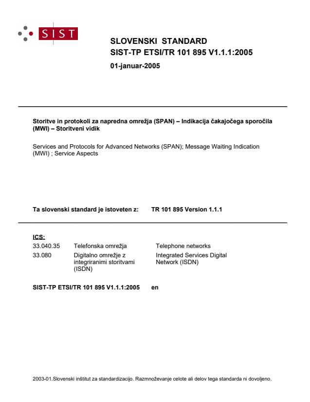 TP ETSI/TR 101 895 V1.1.1:2005
