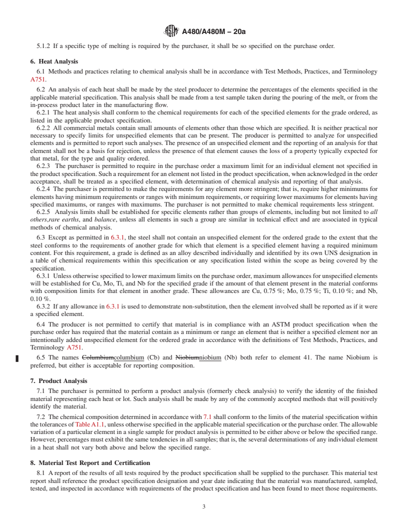 REDLINE ASTM A480/A480M-20a - Standard Specification for  General Requirements for Flat-Rolled Stainless and Heat-Resisting  Steel Plate, Sheet, and Strip